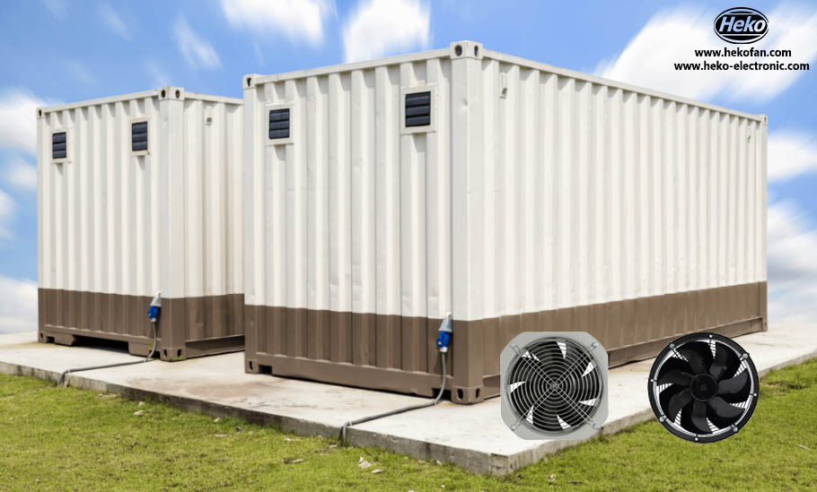 Aplicación de ventilador axial EC en casa contenedor