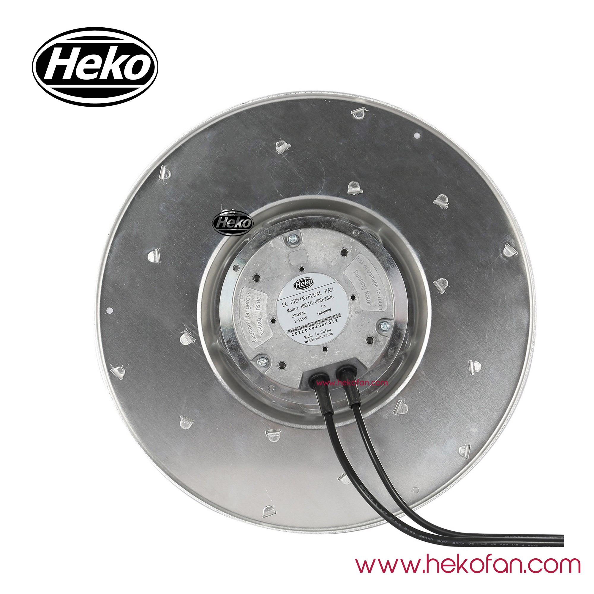 Ventilador centrífugo curvado hacia atrás HEKO EC310mm 230VAC 