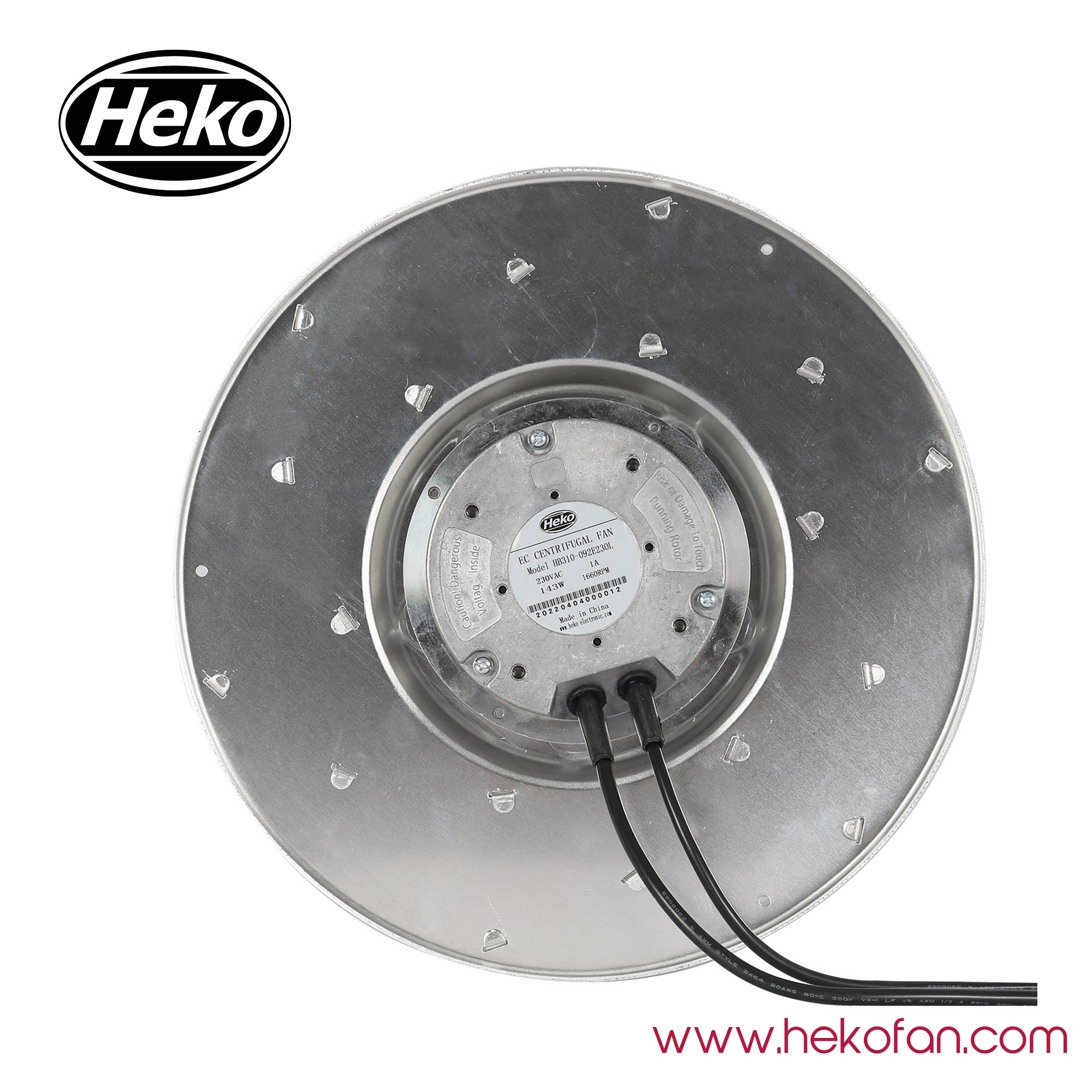 Ventilador centrífugo curvo hacia atrás HEKO EC310mm 230VAC 