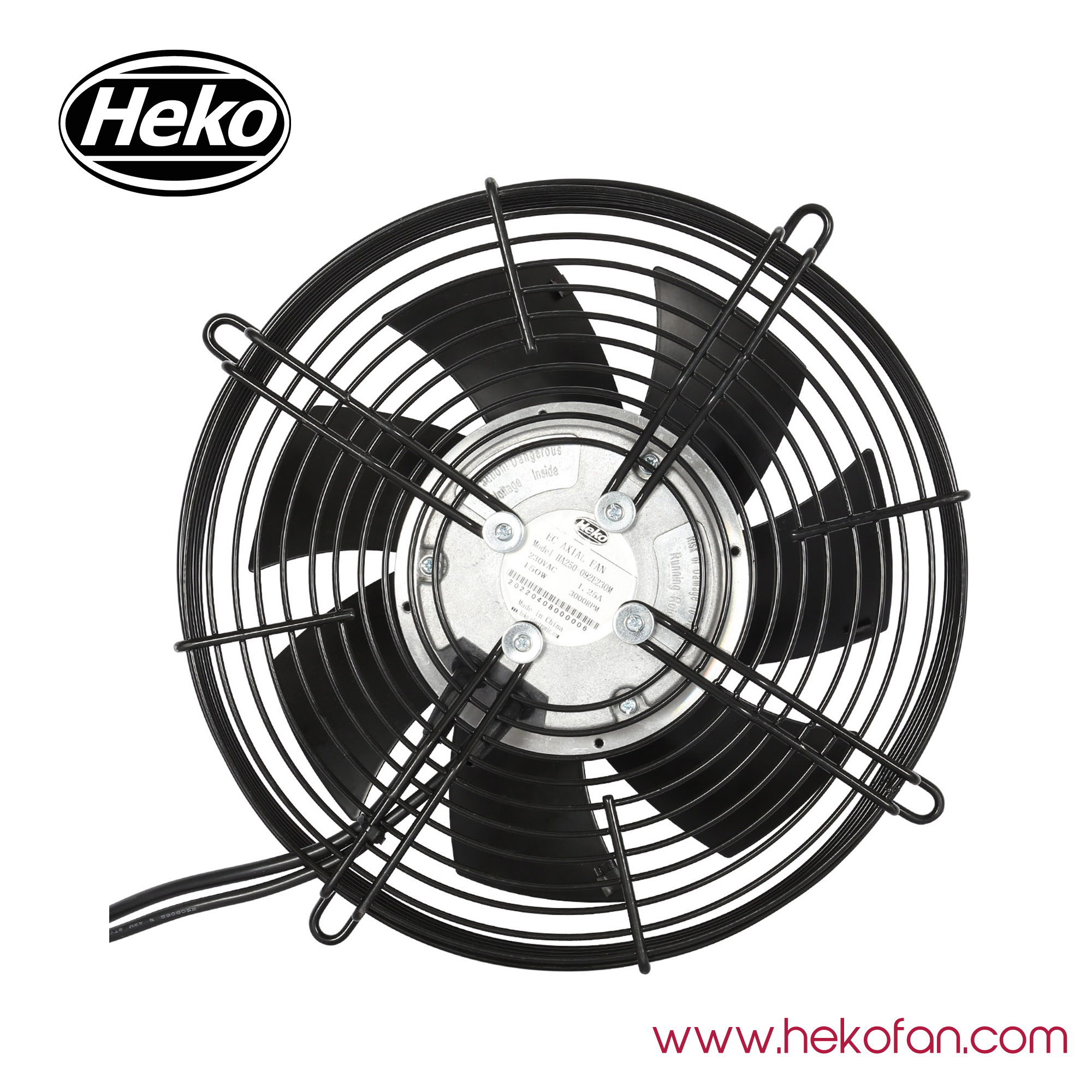 Ventiladores de flujo axial portátiles recubiertos de acero HEKO EC250 mm en negro